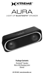 Xtreme Xbs9 1057 Blk Aura Light Up Bluetooth Speaker Manual Manualzz