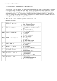 7 Informal Contraction Wanna Gonna Etc