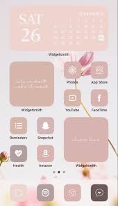 Aesthetic Ios 14 Iphone Home Screen Layout Inspiration App Icon Pack Pink Mauve Neutral Iphone Home Screen Layout Iphone Wallpaper App Homescreen