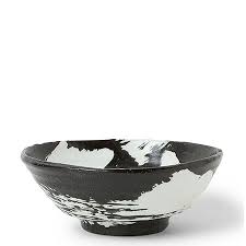 Black And White Bowl With Spoon White Brush Stroke Design Ceramic Everyday Bowls Made In Japan Available At Miya