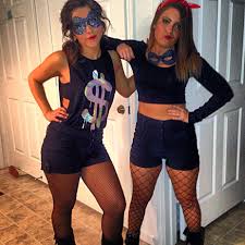 Black And White Best Friend Halloween Costumes Thug Lyfe Costume Shorts Or Leggings With Either Black Top Or A Black And White Striped Shirt Money Bag And Black Mask Cute Halloween Costumes Halloween Costumes Group Halloween Costumes