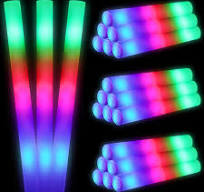 LED Light Sticks Glow Sticks Bulk ,100 Pack 18 inch Multi Color Foam Baton  Foam Glow Sticks with 3 Modes Glow Sticks Party Pack for Kids, Raves, ...