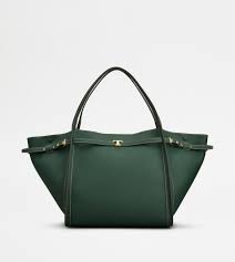 GREEN Shopping Bag in Leather Medium XBWTIMA0300WKAPZT822 | Tods