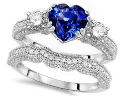 Heart Shape Sapphire Engagement Wedding Set Jpg 500 375 Pixels Ruby Wedding Ring Set Ruby Wedding Rings Unusual Wedding Rings