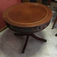 Vintage Round Leather Top Inlay Mahogany Drum Table Ebay Antique Furniture For Sale Drum Table Table