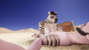 big tit fuck Zebra Furry Girl, cum in tits