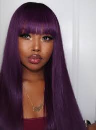 Human hair lace front wig with bangs short length red color. Custom Purple Straight Human Hair Full Lace Wig Sst688 Home Divaswigs Com