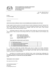 Contoh surat jemput perasmian nama dan alamat nama dan jawatan perasmi. Surat Majlis Apresiasi