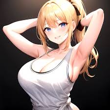 Beatrix Amerhauser 1girl Armpits Arms Behind Head Bare Shoulders Blonde  Hair Breasts Cleavage Large Breasts Long Hair Looking At, 1384742492 - AI  Hentai