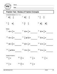 fraction tests and worksheets