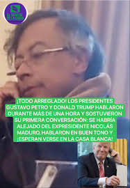 TODO ARREGLADO! LOS PRESIDENTES GUSTAVO PETRO Y DONALD TRUMP HABLARON  DURANTE MÁS DE UNA HORA Y SOSTUVIERON SU PRIMERA CONVERSACIÓN: SE HABRÍA  ALEJADO DEL EXPRESIDENTE NICOLÁS MADURO, HABLARON EN BUEN TONO Y ¡