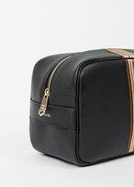 Men S Black Leather Signature Stripe Wash Bag Paul Smith