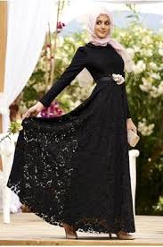 Siyah Gupur Dantel Tesettur Abiye Elbise Basortusu Modasi Elbise Moda Stilleri