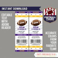 Challenge them to a trivia party! Minnesota Vikings Football Ticket Invitation Template Purple And Gold Instant Download Football Birthday Party Edit And Print With Adobe Reader