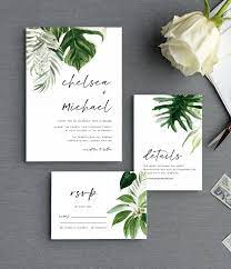 Tropical Beach Wedding Invitation Set Template With Rsvp And Etsy Beach Wedding Invitations Green Wedding Invitations Tropical Wedding Invitations