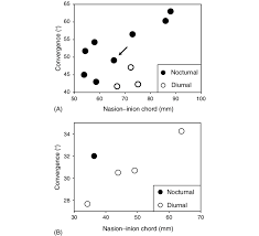 orbital convergence versus skull size in procyonids a and