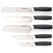Durable stainless steel blades with nonstick color coating. Soffritto Antibacterial 5 Piece Kitchen Knife Set Silver Knife Sets Robins Kitchen