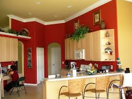 red kitchen paint colors with oak