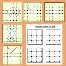 Geobrett vorlagen für 3x3 geobrett (10) vorlagen für 4x4 geobrett (10) arbeitsblatt (1). Geometrische Aufgaben Geobrett Spielend Leicht Lernen