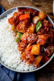 We love the slick red sauce coating the delicious chicken pieces. Sweet And Sour Chicken Nicky S Kitchen Sanctuary