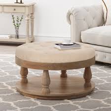 Round coffee table and 4 ottomans upholstered with leather. Rosalind Wheeler Tawney 40 Wide Tufted Round Cocktail Ottoman With Storage Reviews Wayfair