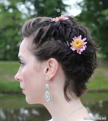 Use a new color to make a loud statement. Floral Twist Up Do For Short Hair M Is For Mama