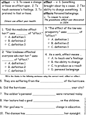 Found worksheet you are looking for? Affect Effect Definitions Comprehension Quiz Enchantedlearning Com
