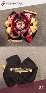 Black And Yellow Hair Bow Minnie Mouse Hair Bow This Hair Bow Is Red Yellow And Black This Is A Minnie Mouse Bow That Has Never Been Used Access Minnie Mouse Hair Bows Hair Bows Bows