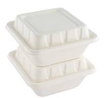 Pulp Safe No PFAS Added Square White Sugarcane / Bagasse Serving Bowl Lid -  Home Compostable, Fits 128 oz - 100 count box