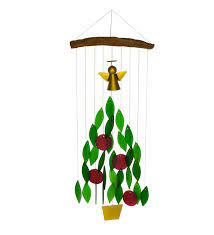 Colorful Glass And Wood Christmas Tree Wind Chime Wind And Weather