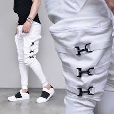 Black And White Pants Outfit Men Techwear Street Edge Mens Big Buckle Cargo Jogger Black White Pants By Guylook Pants Outfit Men Mens Pants Fashion Stylish Men Wear