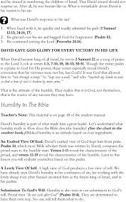 The Lesson Humility In David S Life Teacher S Lesson 4 A