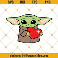 Baby Yoda Holding Heart Svg Baby Yoda Valentine Svg Baby Yoda Svg Png Dxf Eps Vector Cut File Clipart The Mandalorian Svg Svgsunshine