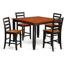 Fair5 Blk W Black Rubberwood Counter Height 5 Piece Dining Set Including Square Table And 4 Dining Chairs Counter Height Dining Sets 4 Dining Chairs Counter Height Table Sets