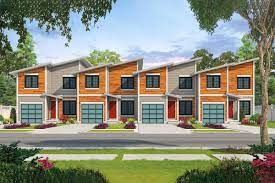 Plan 42600db Modern 4 Plex House Plan With 3 Bedroom Units Town House Plans Town House Floor Plan Family House Plans