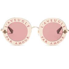 Gucci L Aveugle Par Amour Metal Sunglasses 3 720 Gtq Liked On Polyvore Featuring Accessories Eyewe Pink Eyeglasses Round Metal Sunglasses Engraved Glasses