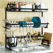 Suction cups keep the rack securely in place. Buy 3 Tier Over Sink Dish Drying Rack Adjustable 24 40 Exquisite Dish Drainer For Kitchen Storage Countertop Organization Stainless Steel Space Save Shelf 24 Sink Size 40inch Black Online In Indonesia B08fmvr87t