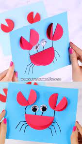 Here Is An Easy Craft Idea For The Summer Break Or A Cute End Of School Project Make A Paper Circle Crab Crab Crafts Preschool Crafts Summer Crafts For Kids