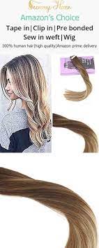 Vesunny Brown Balayage Hair Extensions Color 4 Dark Brown Fading To 6 Light Brown Mixed 22 Light Blonde Ext Human Hair Extensions Human Hair Blonde Balayage