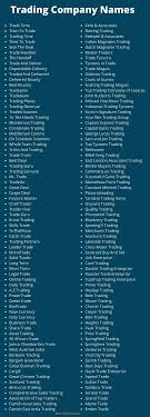 250 Trading Company Names Ideas And Suggestions