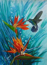Acrylic Bird Of Paradise Painting Birds Of Paradise Art Print Blue Art Painting Art Paradise Painting