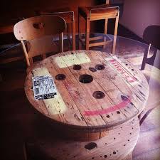 Table Made With Wire Roller We Ve For The Stuff For One Of These Thinking This Is Going To Be Parker S First Dining Table Decor Recycling Table