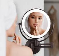 Lighted Wall Mounted Makeup Mirror with Magnification & Extendable Arm