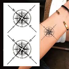 Compass Temporary Tattoos - 2 Small Compasses Black Realistic Waterproof  Transfer Sticker Wrist Arm Body Art Men Women Kids - By Delusion Tattoos :  Amazon.co.uk: Beauty