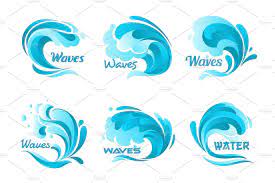 Water Splash Icons Vector Isolated Ocean Waves Ocean Waves Splash Waves
