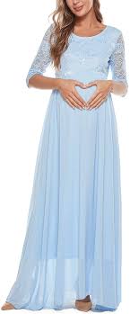 Buy Vivinew Maternity Maxi Dress Lace Chiffon Pregnancy Wedding Bridesmaid Party Dress For Baby Shower Online In Indonesia B08qvhm3df