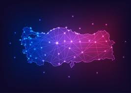 Landkarten erstellen war nie einfacher! Turkei Karte Umriss Mit Sternen Und Linien Abstrakten Rahmen Kommunikation Anschlusskonzept Premium Vektor