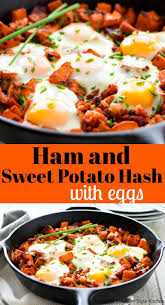 This Homestyle Ham And Sweet Potato Hash With Eggs Is A Spectacular Dish Ideal For Serving At Sweet Potato Hash Eggs And Sweet Potato Breakfast Brunch Recipes