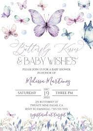 Purple Butterfly Baby Girl Baby Shower Invitation Zazzle Com Butterfly Baby Shower Baby Shower Purple Baby Shower Girl Diy