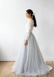 Das thema dieses fotos ist hübsch, schön, verliebt. Langarm Spitze Dusty Blau Grau Hochzeitskleid Etsy